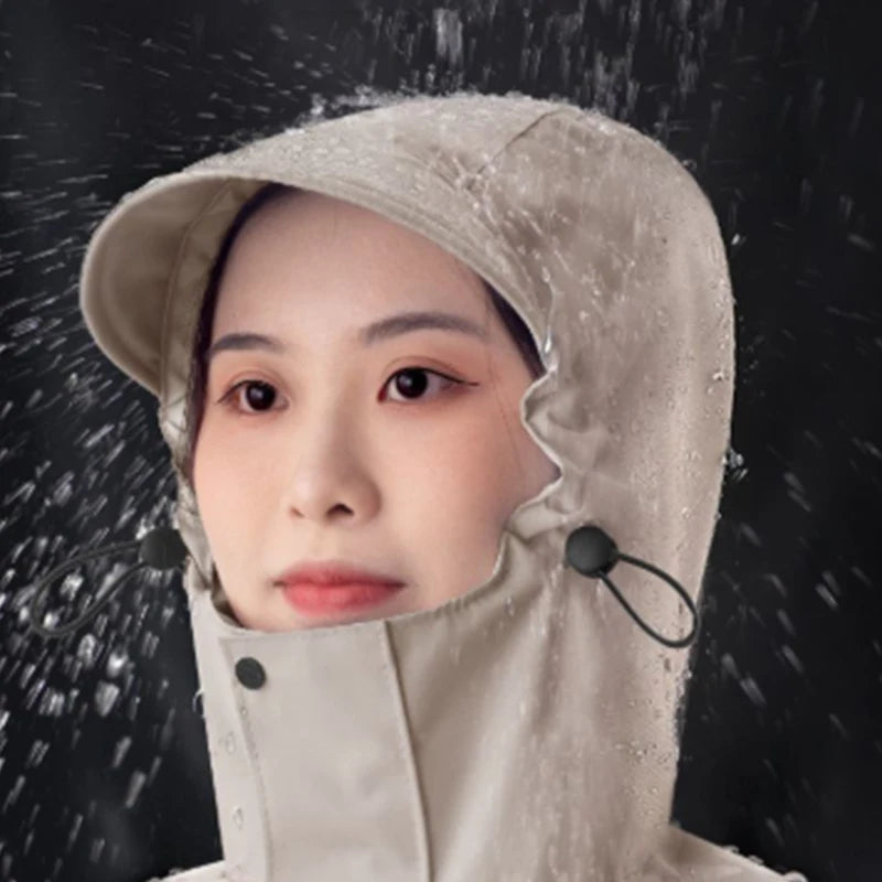 Unisex Regenmantel Lang Oxford Gewebe Wasserdicht mit Kapuze 2