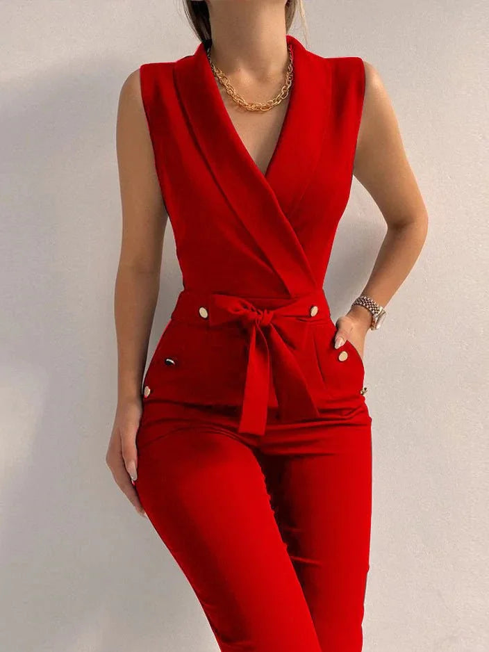 Variant image for Damen Jumpsuit Festlich Ärmellos V-Ausschnitt Polyester Eleganter Schnitt für Hochzeit-17