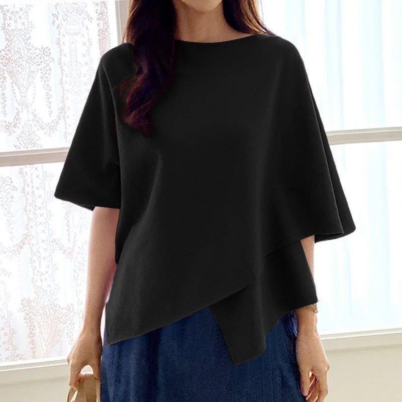 Damenbluse mit 3/4-Ärmeln und Rüschen