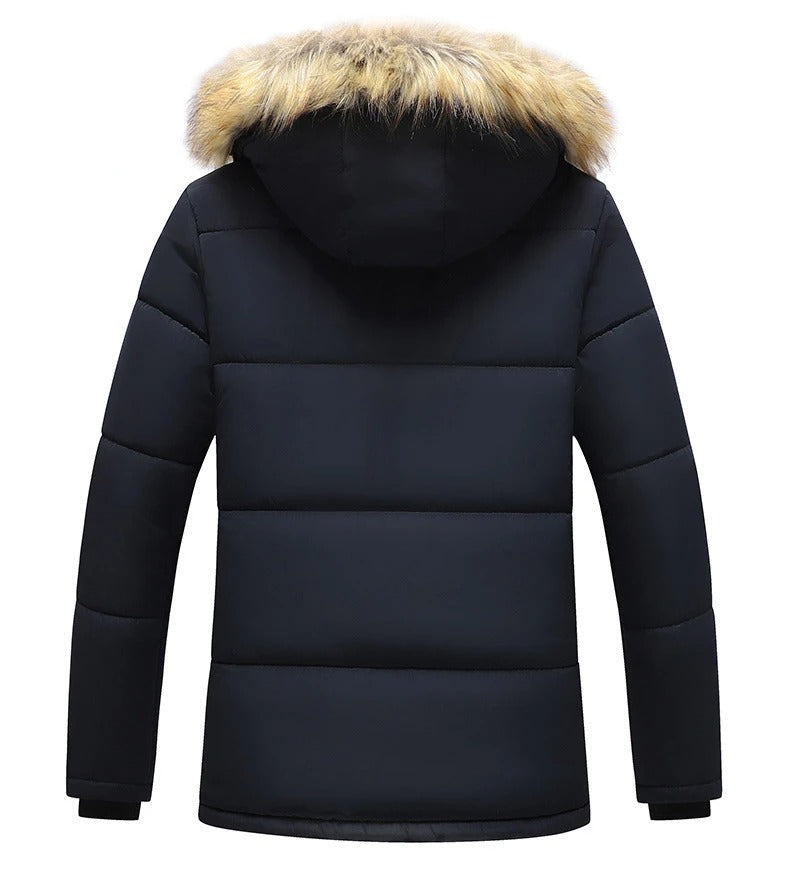 Herrenjacke mit fleecegefüttertem Pelzkragen