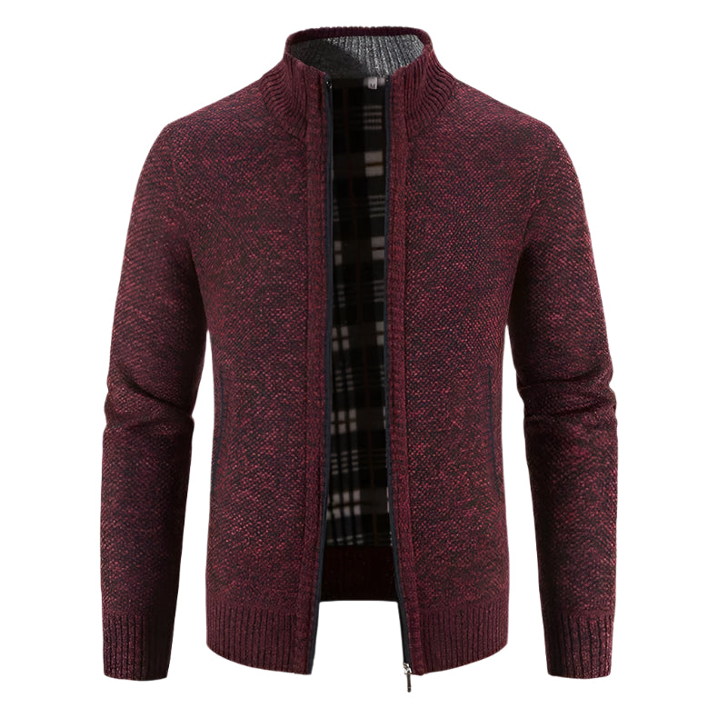 Warme Herren-Fleece-Strickjacke mit Reißverschluss