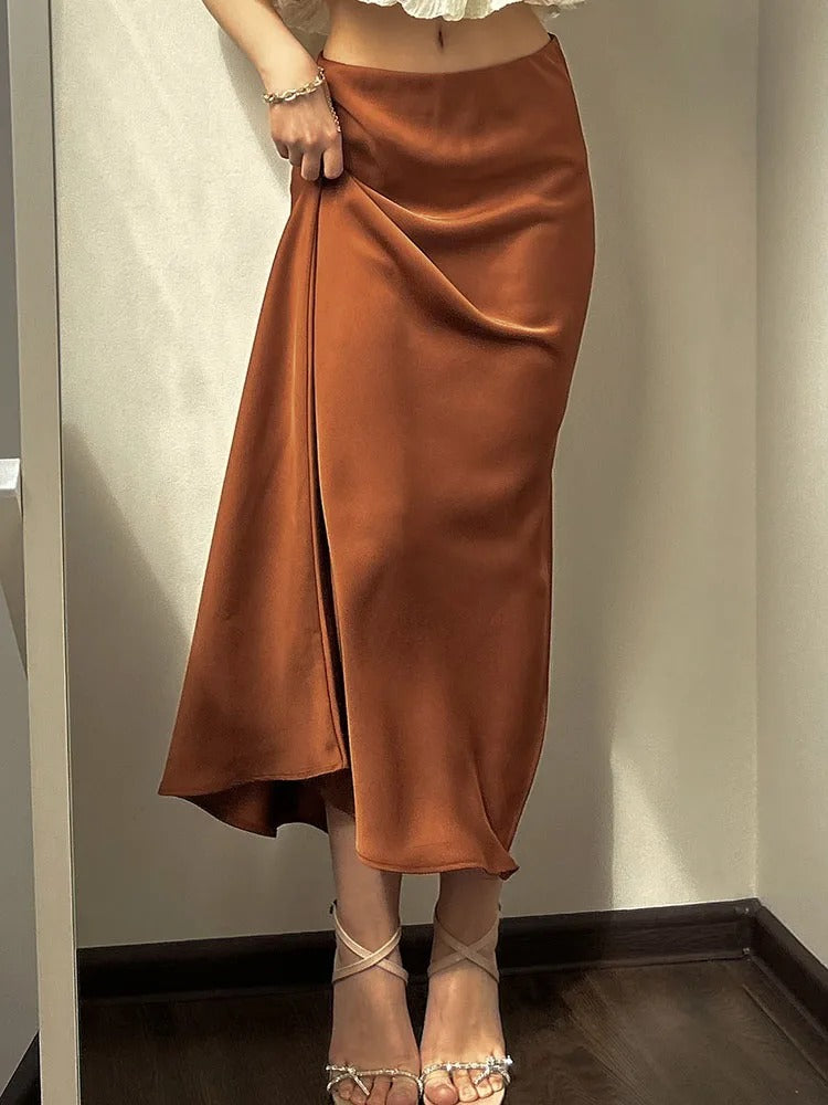 Satin-Faltenrock für Damen