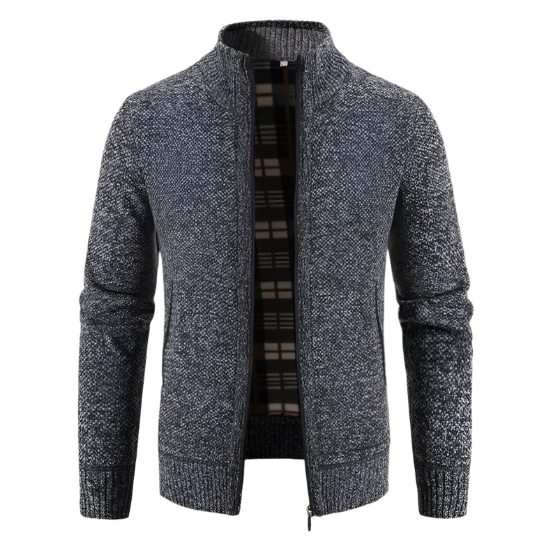 Warme Herren-Fleece-Strickjacke mit Reißverschluss