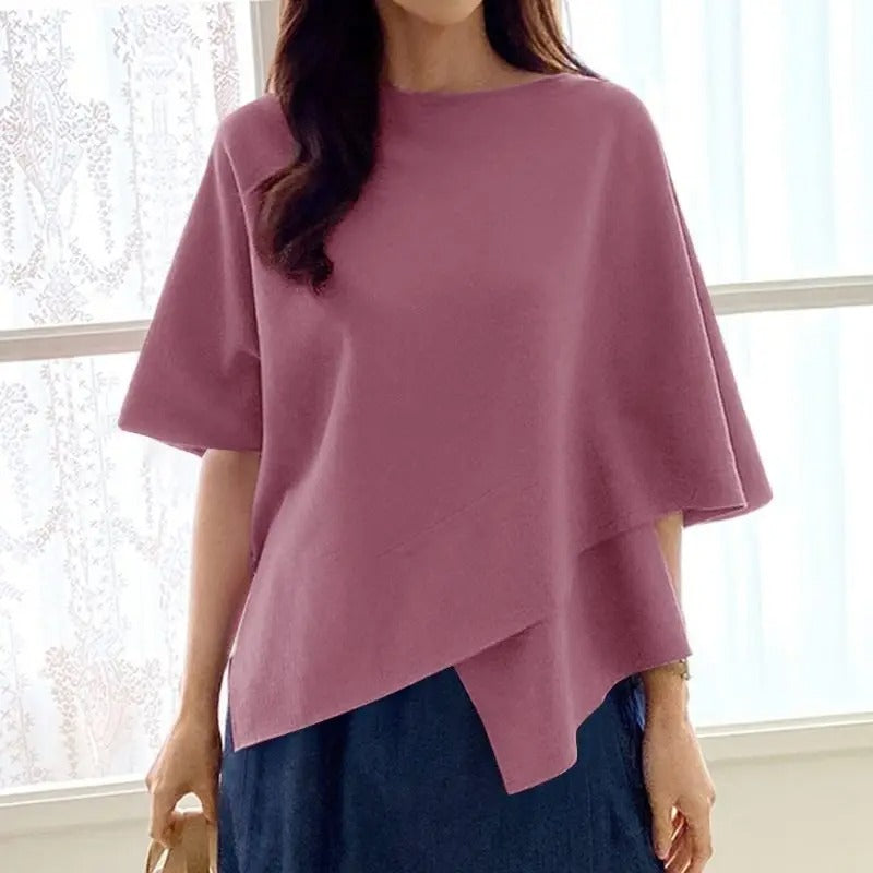 Damenbluse mit 3/4-Ärmeln und Rüschen