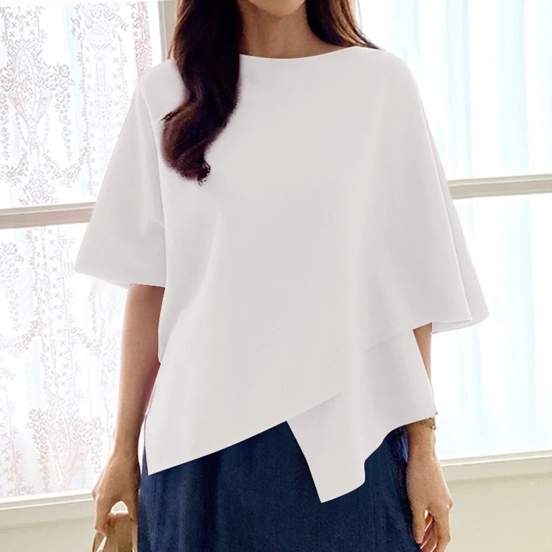 Damenbluse mit 3/4-Ärmeln und Rüschen