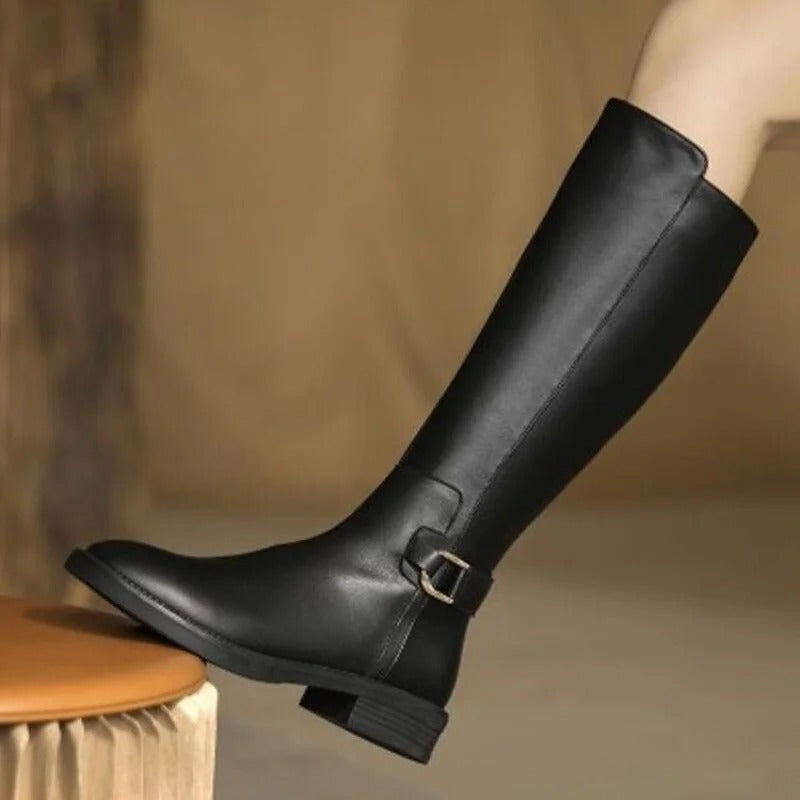 Damen Leder Kniestiefel