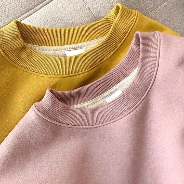 Fleece gefüttertes Rundhals-Sweatshirt für Frauen