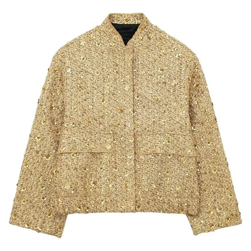 Goldfarbene Paillettenjacke für Frauen