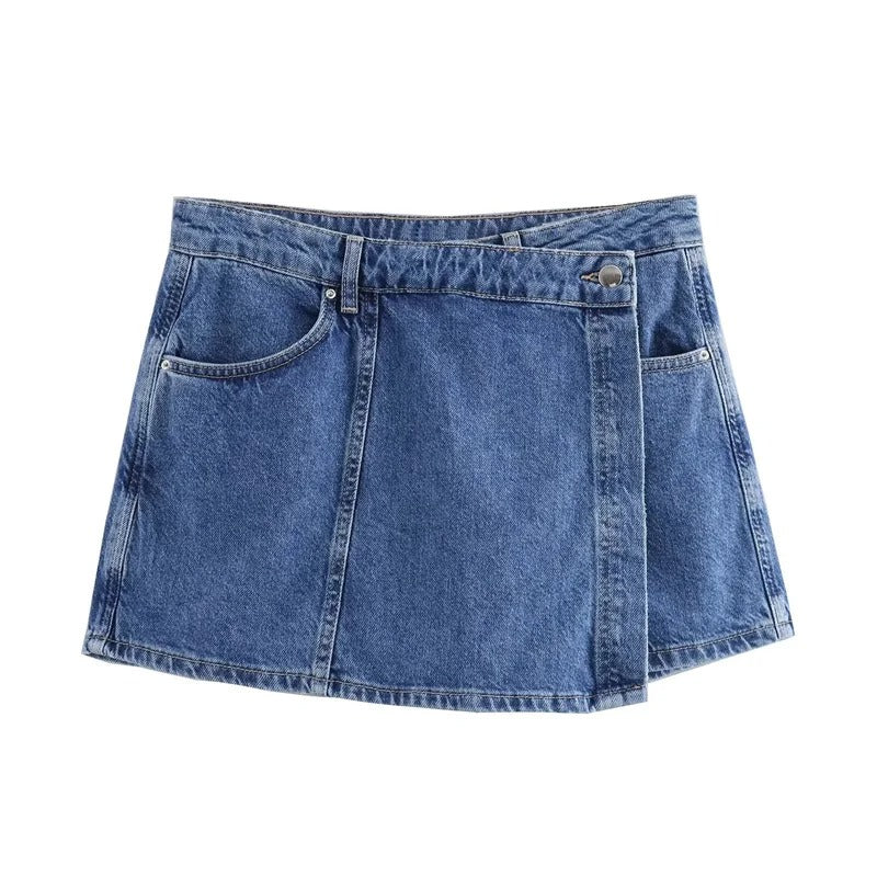 Damen Denimrock & Kurzarm-Crop-Shirt