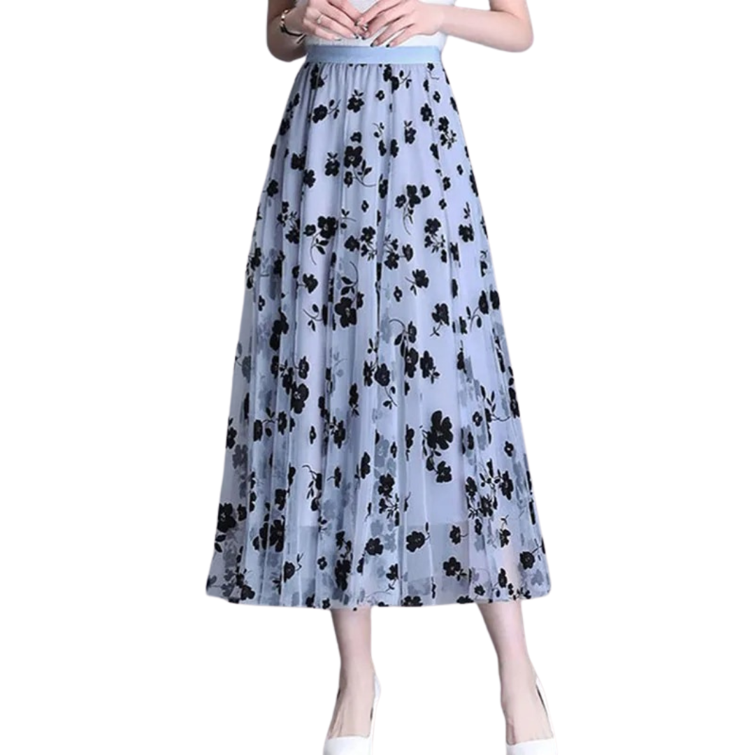 Damenrock mit Blumenmuster aus Gaze