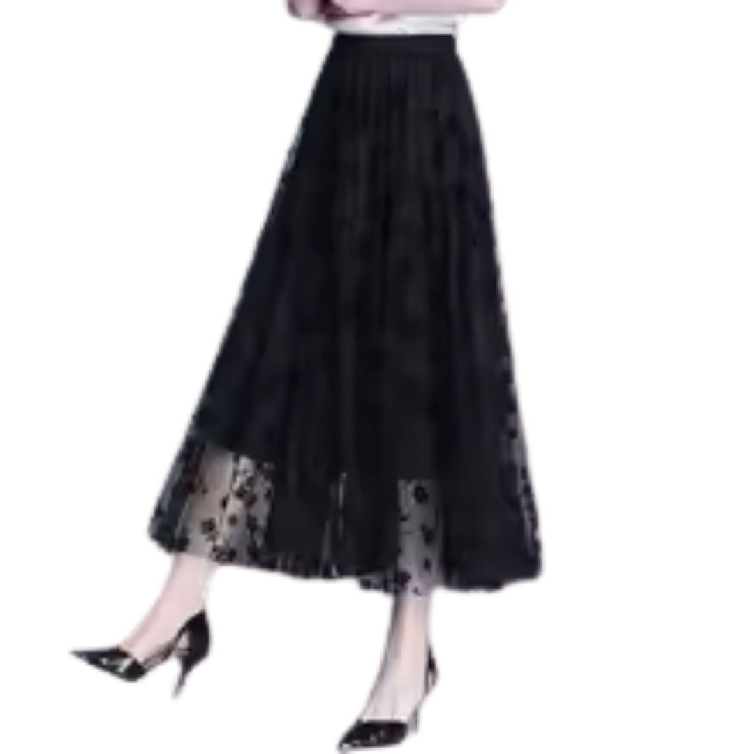 Damenrock mit Blumenmuster aus Gaze