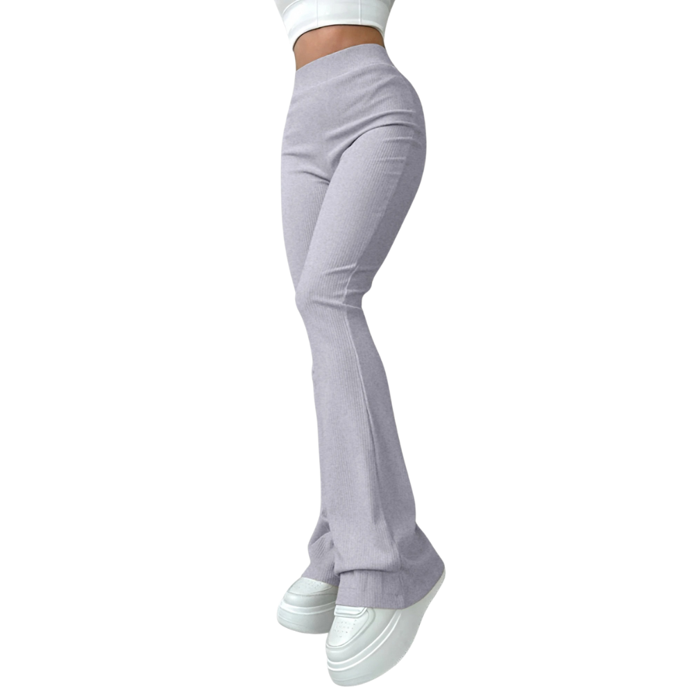 Gerippte Damenhose mit hoher Taille