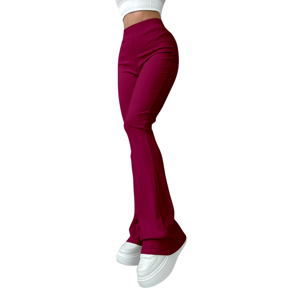 Gerippte Damenhose mit hoher Taille