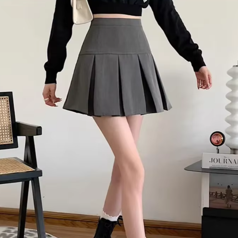 Damenrock mit hoher Taille und Falten