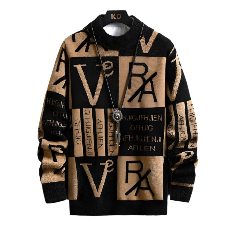 Gestreifter Herren-Rundhalspullover