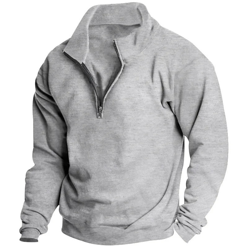 Herren-Sweatshirt mit halbem Reißverschluss und Stehkragen
