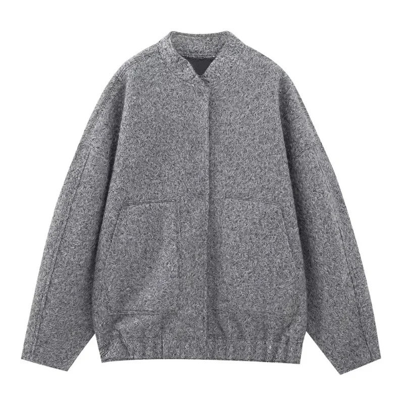 Tweed Oversized Bomberjacke für Damen