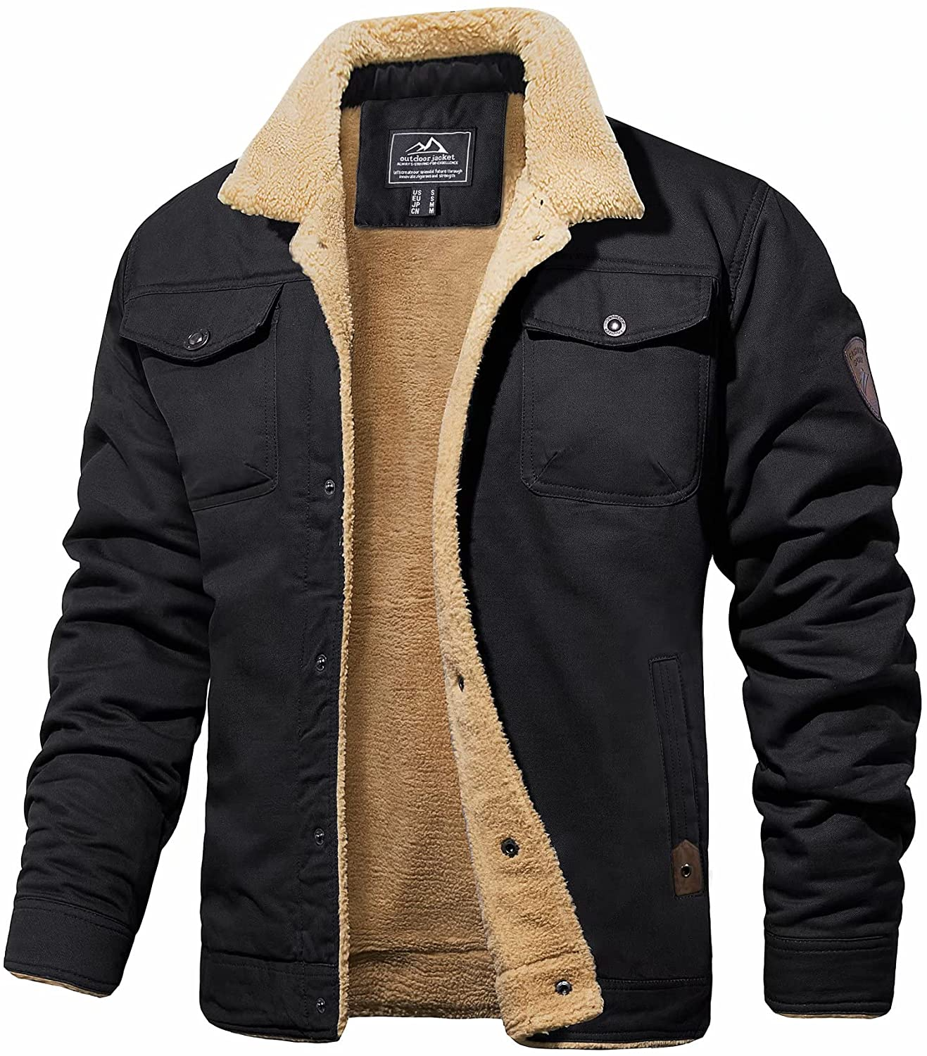 Variant image for Herrenjacke Armygrün Winterjacke Sherpa-Futter Wasserabweisend Robust-17