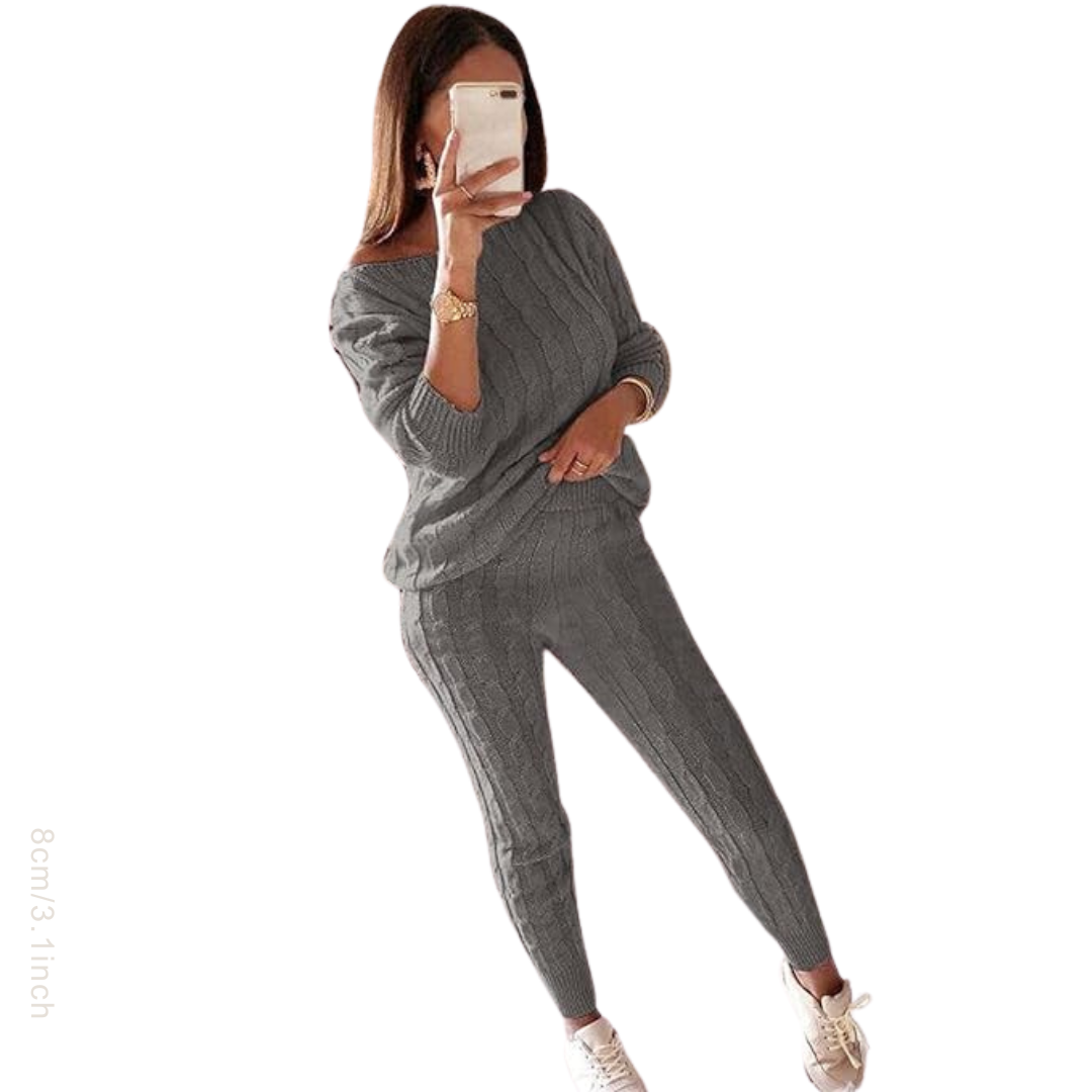 Plus Size Gestrickte Schulterhosen Set