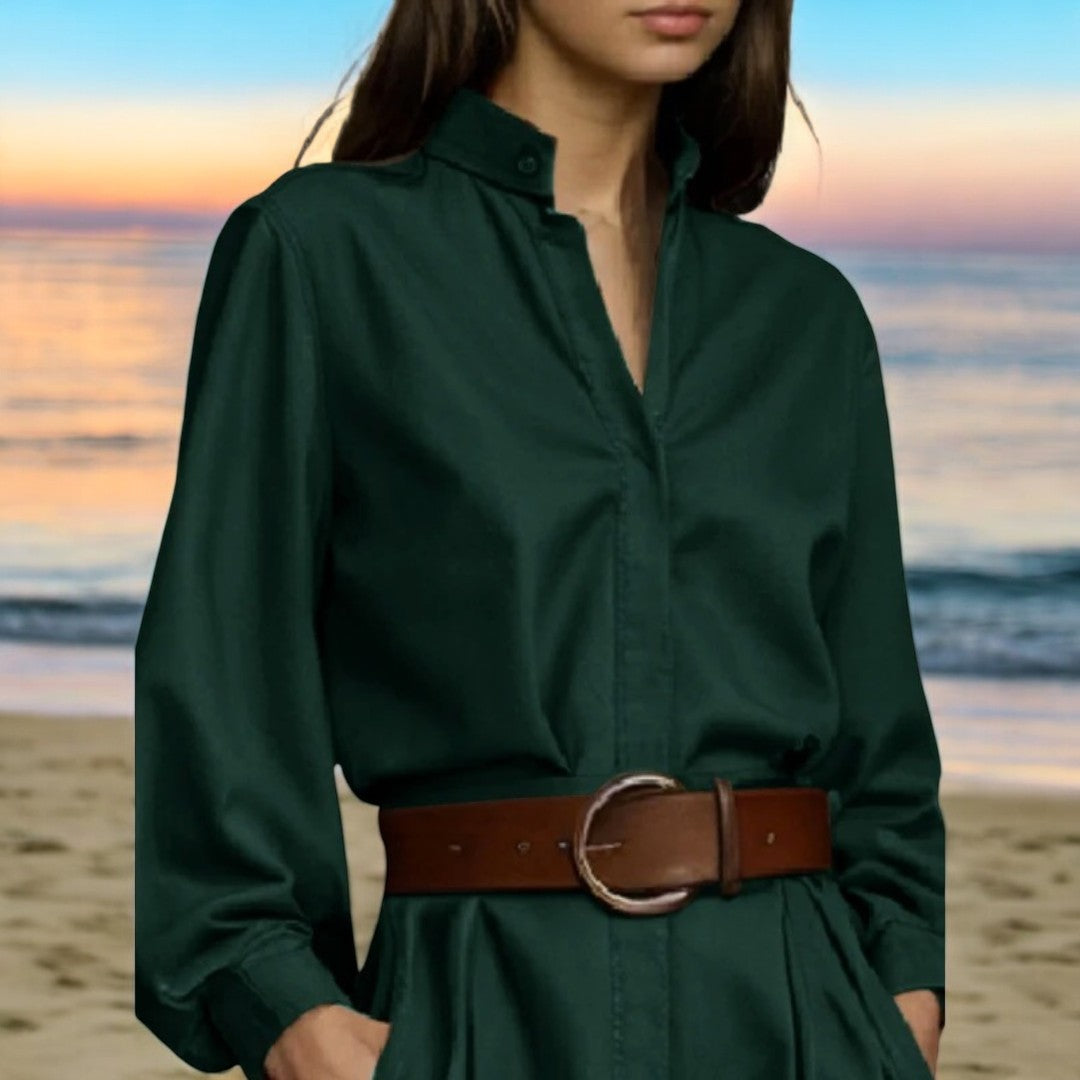 Damenbluse mit Knöpfen und Puffärmeln