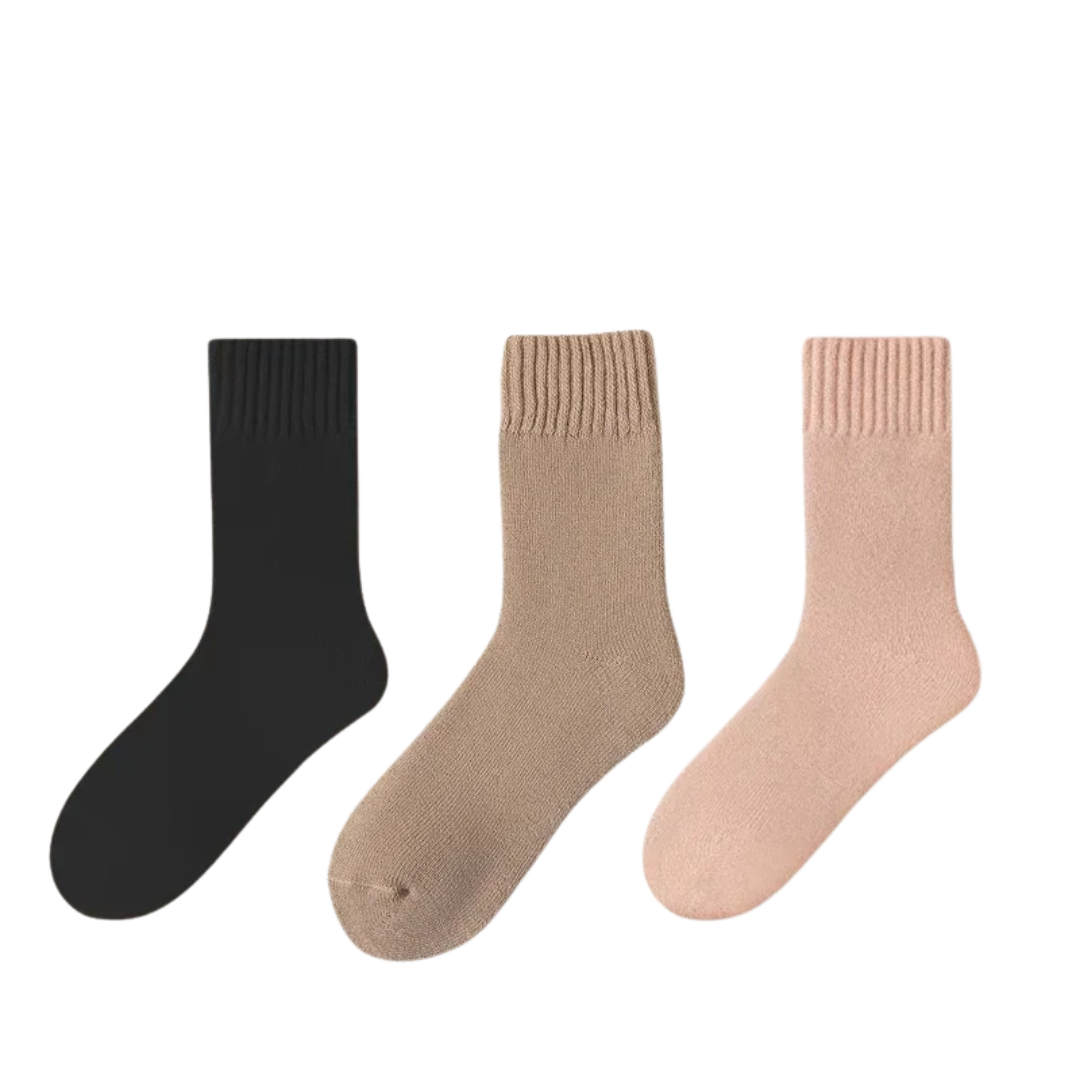 3 Paar dicke Damensocken aus Wolle