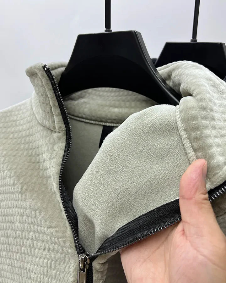 Herrenpullover Halber Reißverschluss Alpaka-Fleece Weich Komfortabel-2