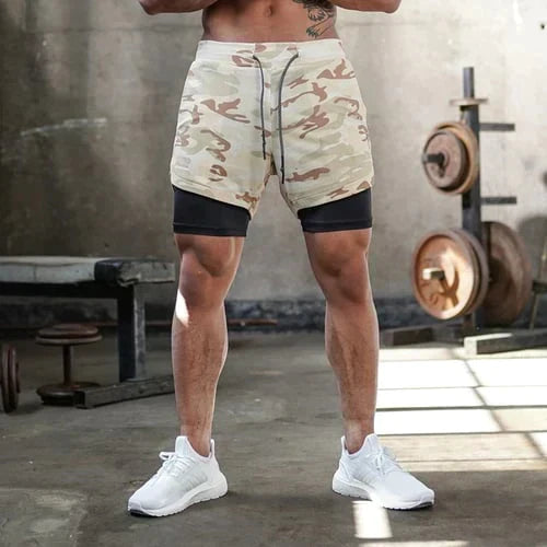 Herren Sportshorts 2-in-1 Mit Feuchtigkeitsregulierung Atmungsaktiv Polyester 6