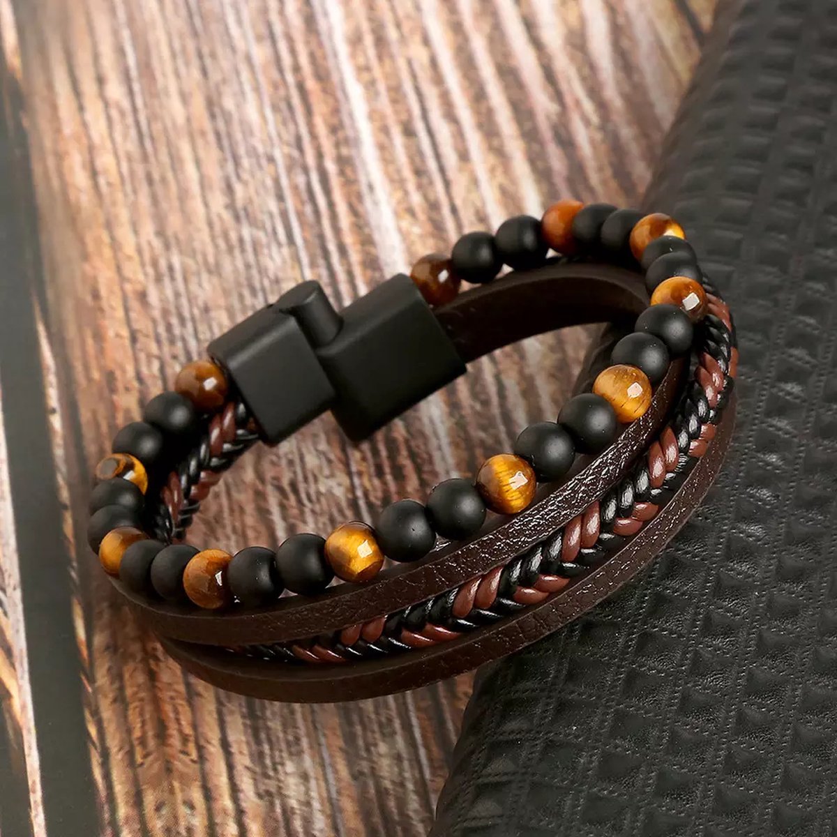 Herren Armband Set Elegantes Kunstleder Design mit Robuster Passform 3