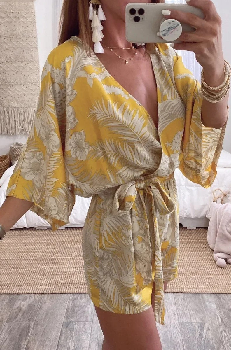 Damen Jumpsuit Elegant Mit Tiefem V-Ausschnitt Und Langen Ärmeln Aus Leichtem Material 6