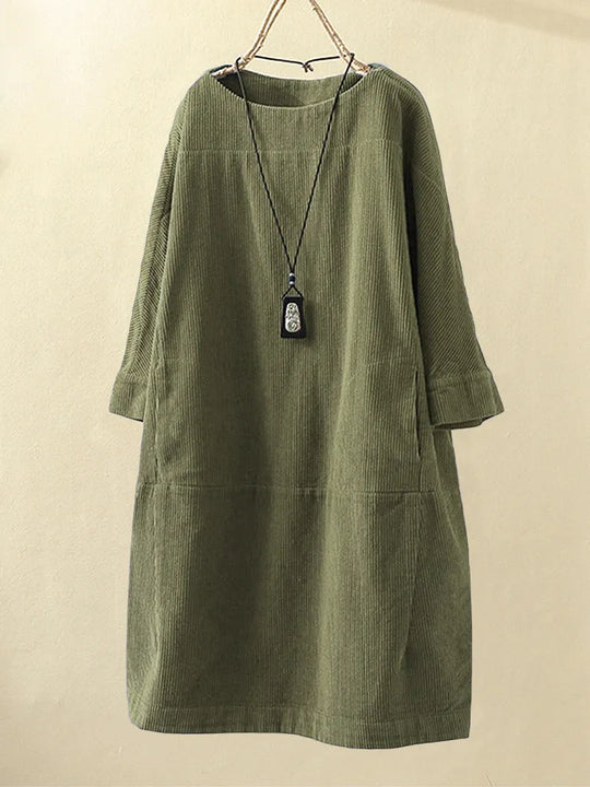 Variant image for Damen Kleid Langarm Elegant Cord für Festliche Anlässe-19
