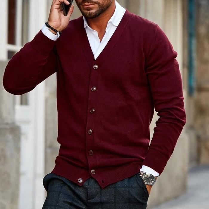 Herren Strickjacke Moderner Cardigan Atmungsaktives Material 1
