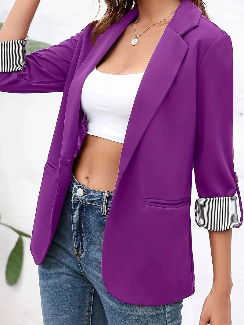 Damen Blazer Lässig Offene Silhouette Hochwertiger Stoff-6