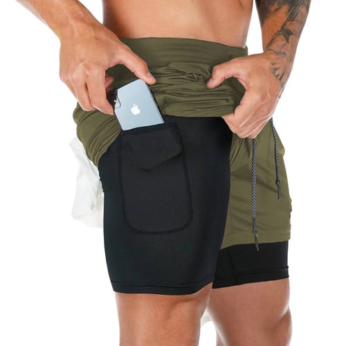 Herren Sportshorts 2-in-1 Mit Feuchtigkeitsregulierung Atmungsaktiv Polyester 3