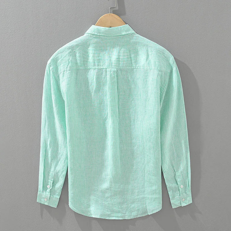 Herren Leinenhemd Kurzarm Lässig Atmungsaktiv für Sommer 4