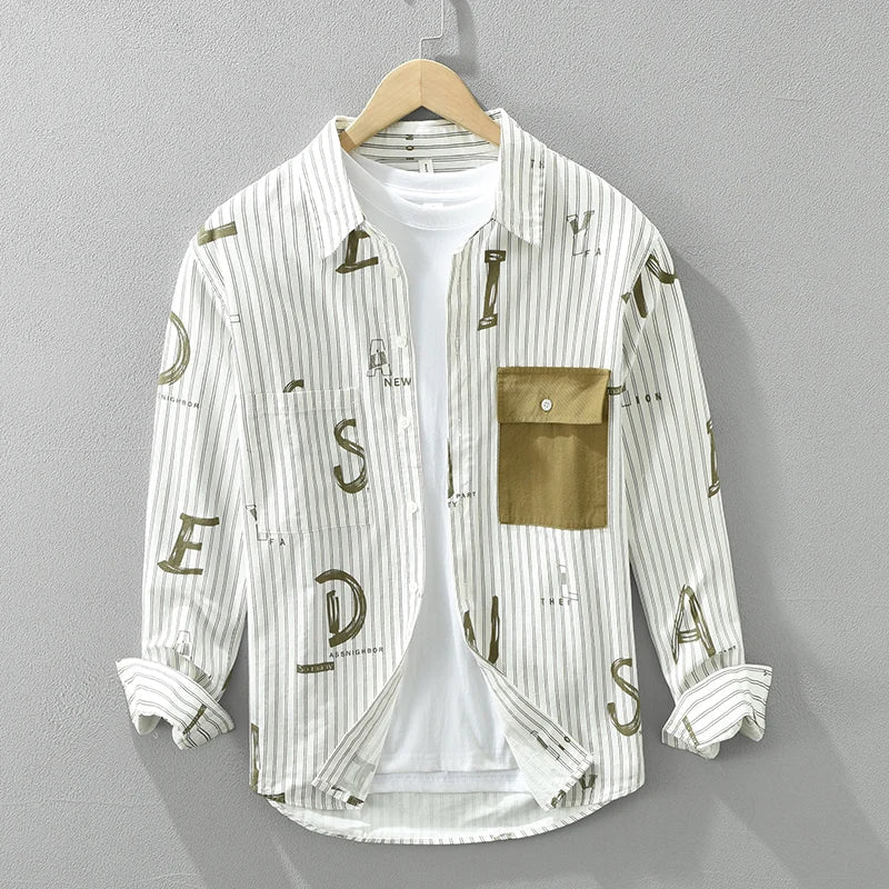 Variant image for Herren Hemd Gestreift Lässig Baumwolle Langarm für Frühling und Sommer-7