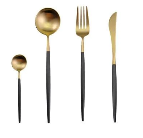 24-teiliges Besteckset für Elegante Anlässe mit Gold-Akzenten 9