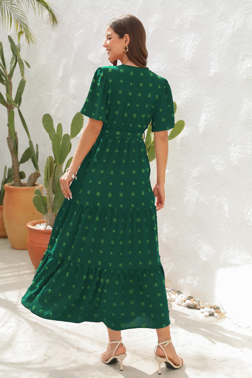 Damen Midi Kleid Groovy Baumwolle Atmungsaktiv Sommerkleid-3