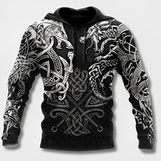 Variant image for Herren Kapuzenpullover Wikinger Stil Bequem Baumwollmischung-9