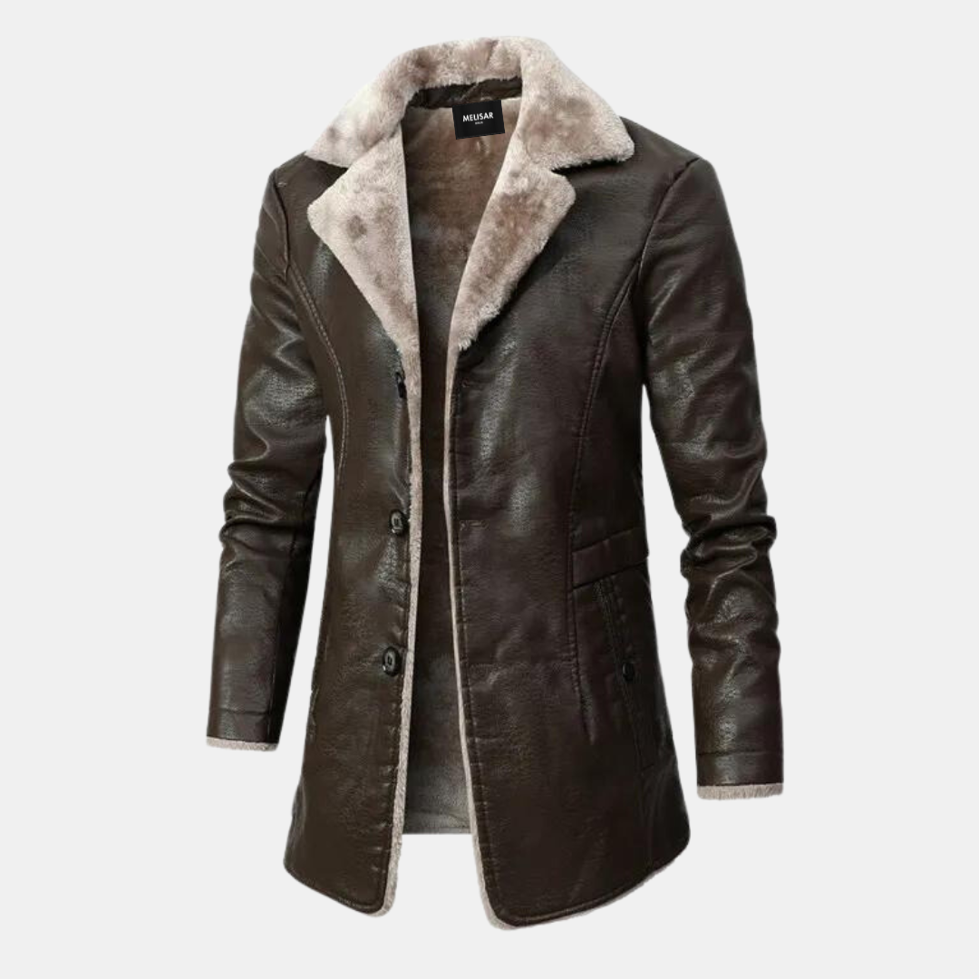 Variant image for Herren Mantel Lang Leder Stilvoll Warm für Winter-9