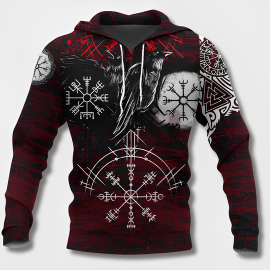 Variant image for Herren Kapuzenpullover Wikinger Stil Bequem Baumwollmischung-17