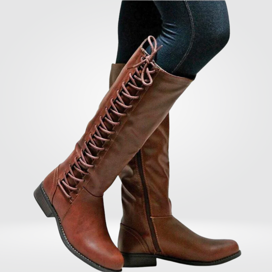 Damen Overknee Stiefel Bequeme Lederstiefel für Alltag und Büro 3