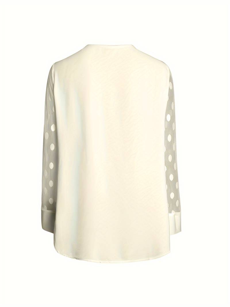 Damen Top Langarm Gekerbter Ausschnitt Hochwertiger Stoff Festliche Oberteile-2