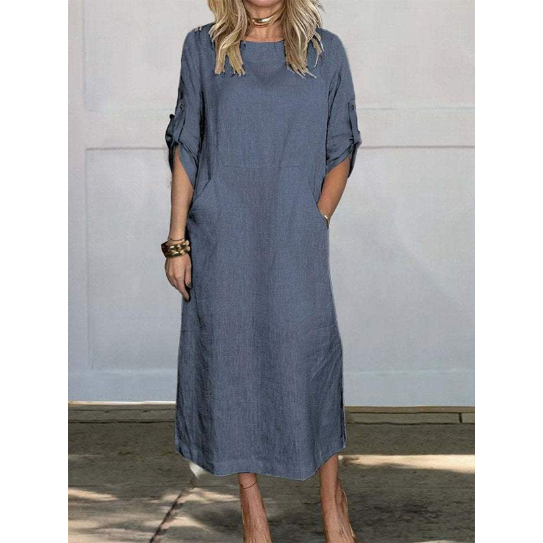 Variant image for Damen Maxikleid Lässig Baumwollmix Sommer Lange Kleider-13