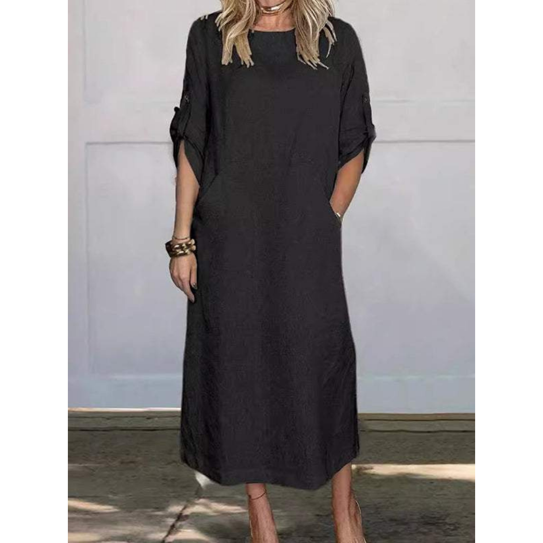 Variant image for Damen Maxikleid Lässig Baumwollmix Sommer Lange Kleider-19