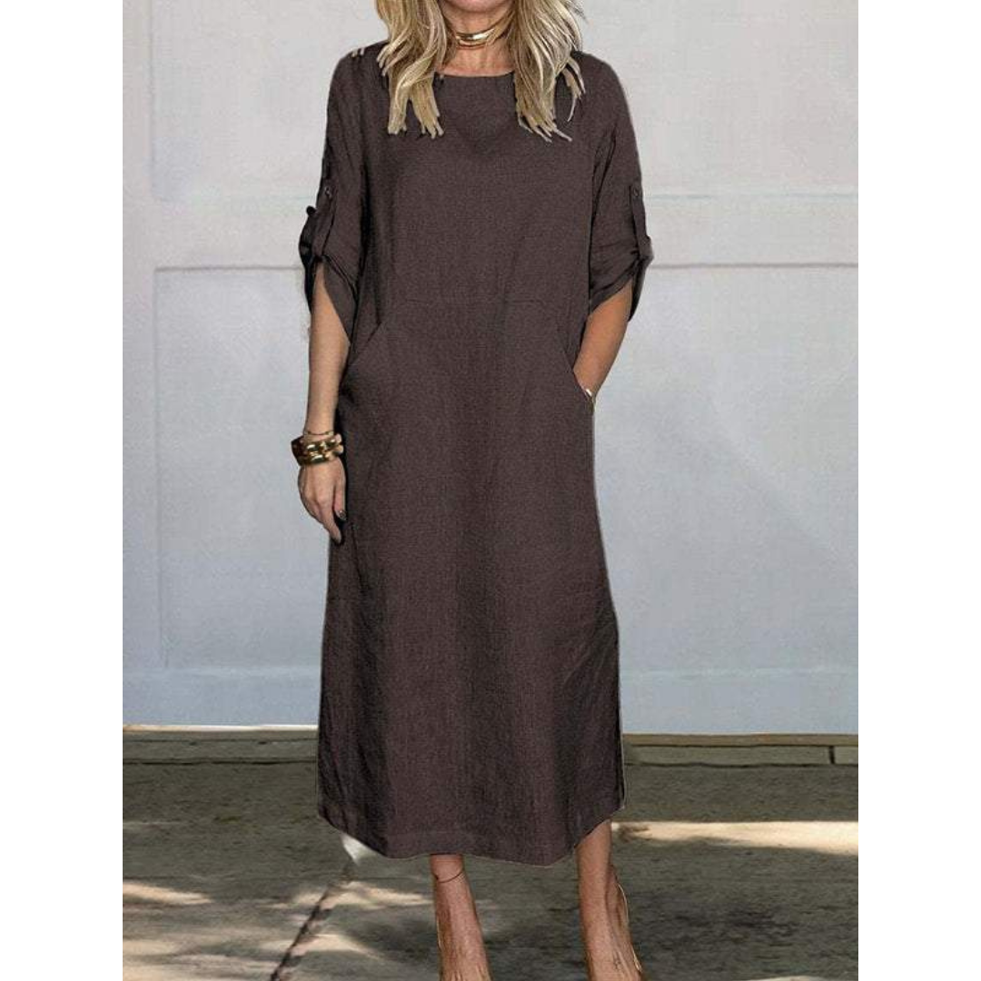 Variant image for Damen Maxikleid Lässig Baumwollmix Sommer Lange Kleider-25