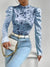 Variant image for Damen Satin Top Festlich Blumenmuster Elegantes Oberteil-33