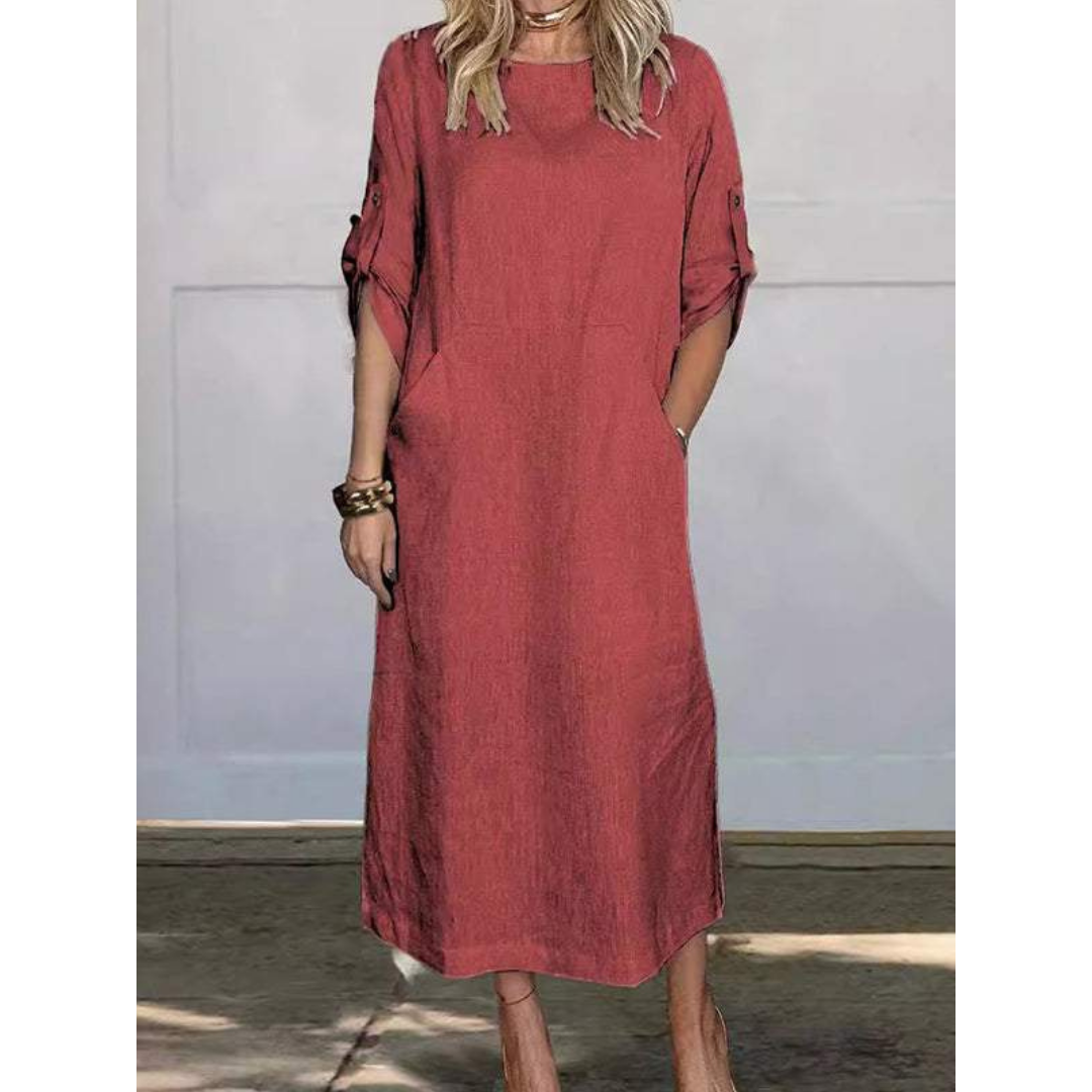 Variant image for Damen Maxikleid Lässig Baumwollmix Sommer Lange Kleider-37