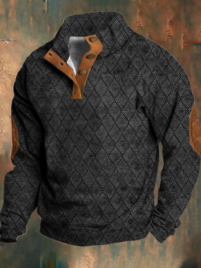 Herrenpullover Retro Stil Fleece Baumwoll-Polyester-Mischung 1