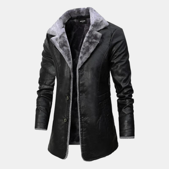 Variant image for Herren Mantel Lang Leder Stilvoll Warm für Winter-1