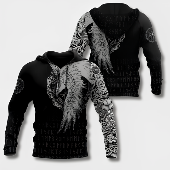 Variant image for Herren Kapuzenpullover Wikinger Stil Bequem Baumwollmischung-25